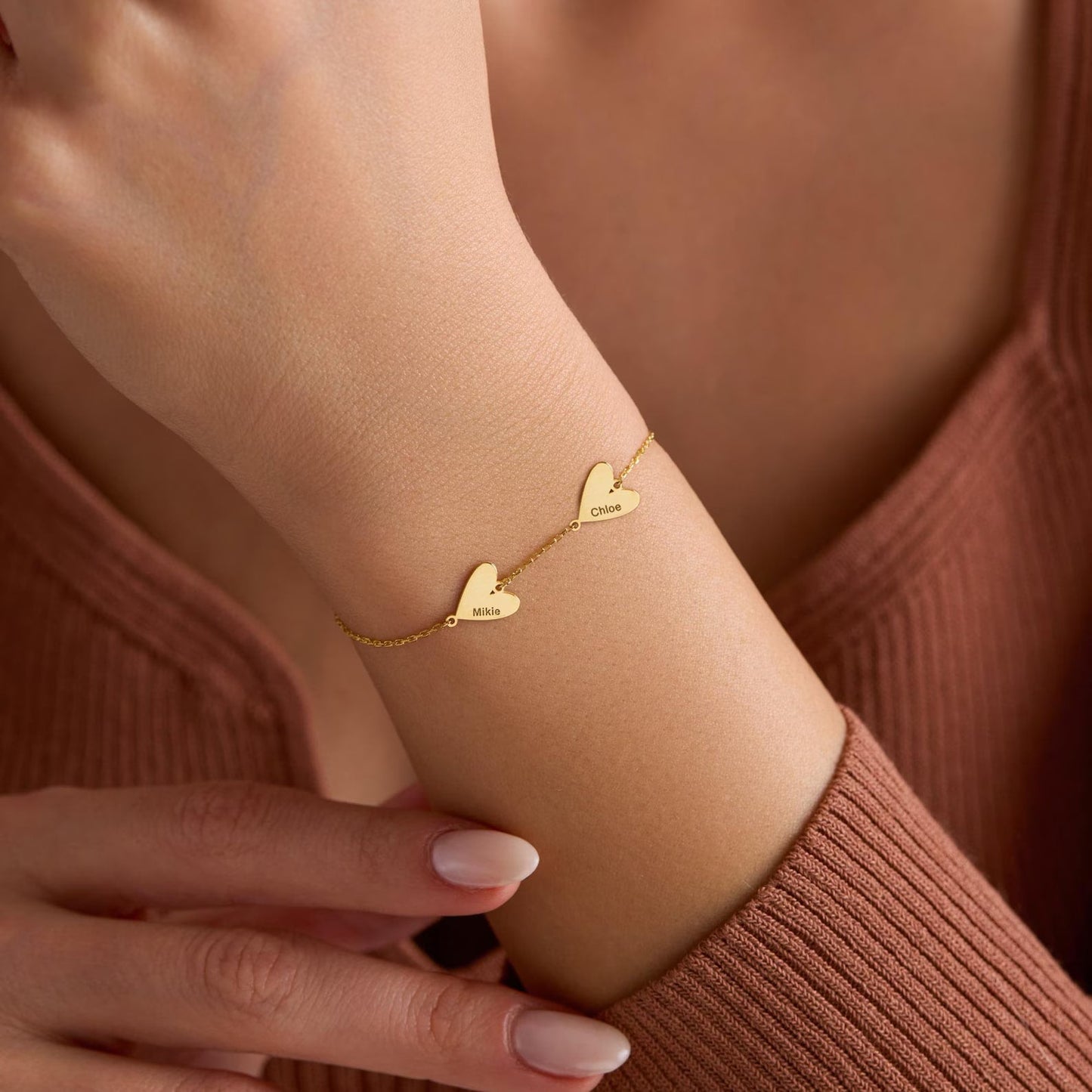 Bracelet personnalisé gravé en forme de cœur
