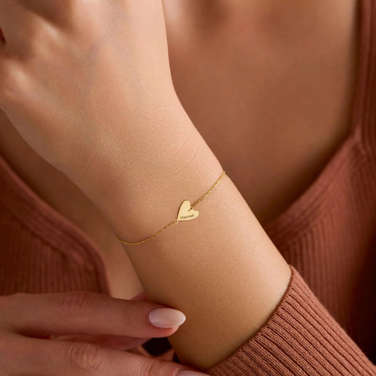 Bracelet personnalisé gravé en forme de cœur