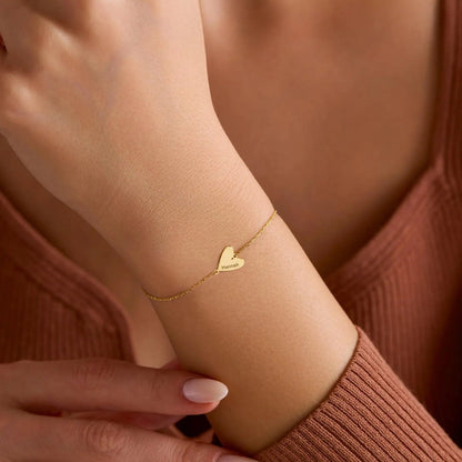 Bracelet personnalisé gravé en forme de cœur
