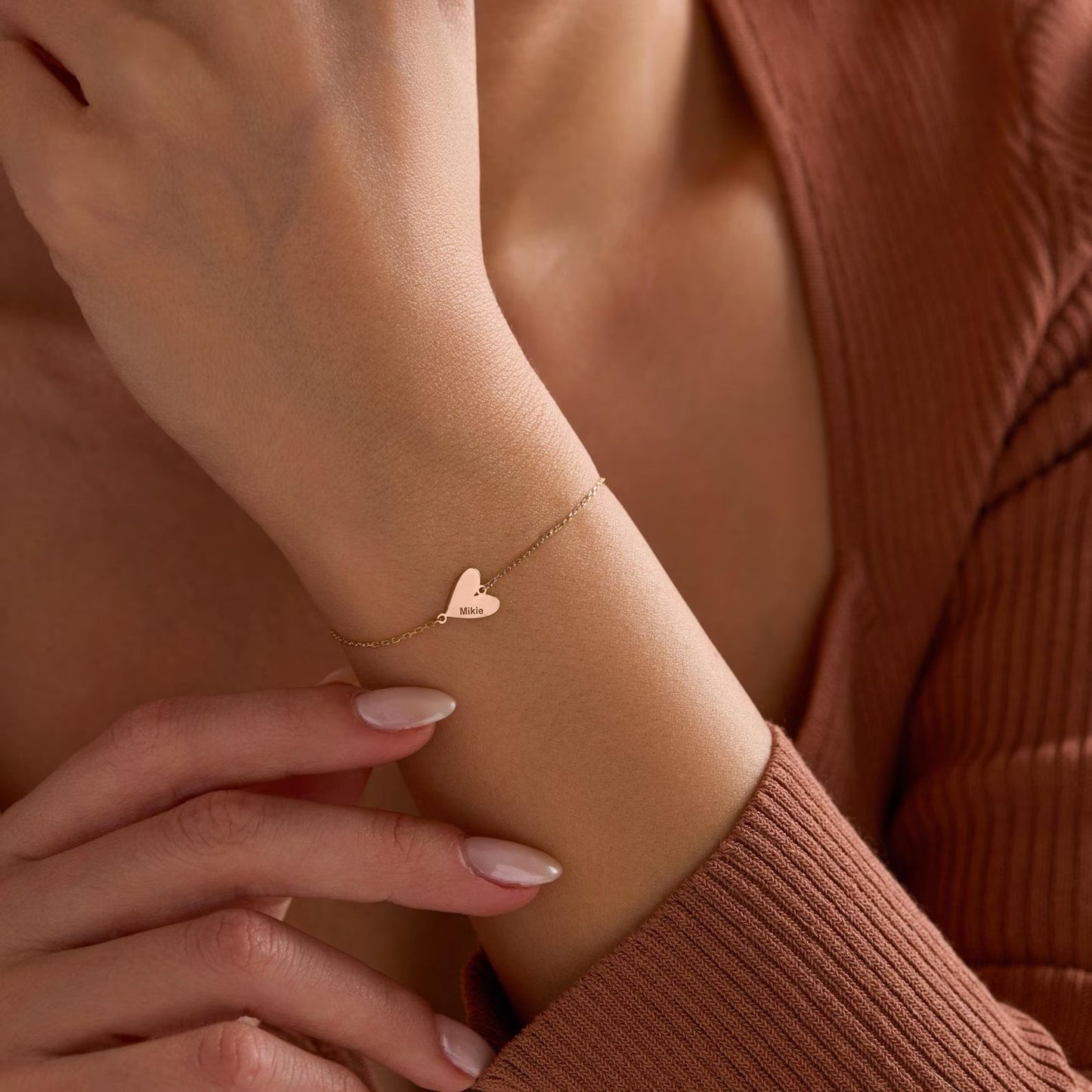 Bracelet personnalisé gravé en forme de cœur